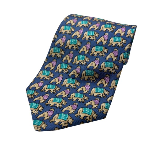 Beaufort The Rack Men's Novelty Bear Silk Necktie Made in Italy - Picture 1 of 2